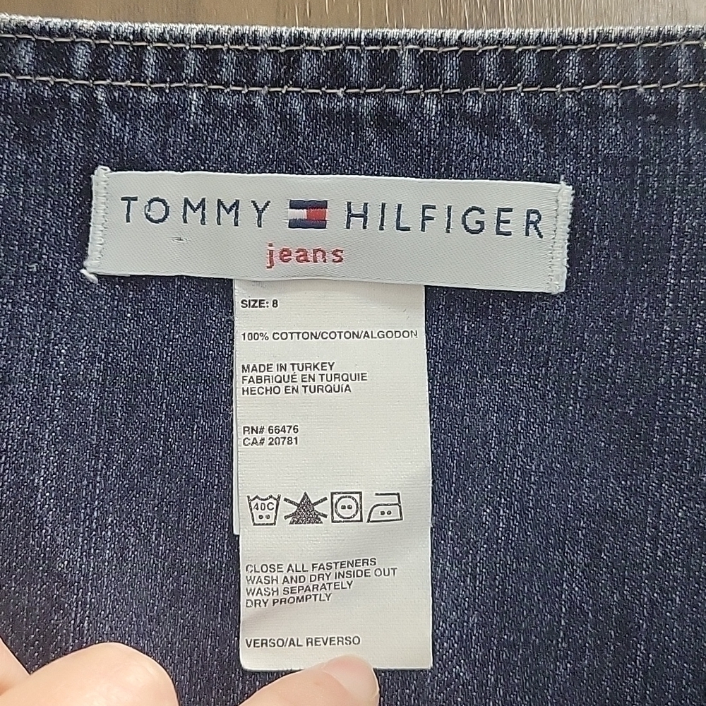 Tommy Hilfiger-Vintage 90s Denim Jean Skirt overalls-Size 8 - Picture 3 of 17